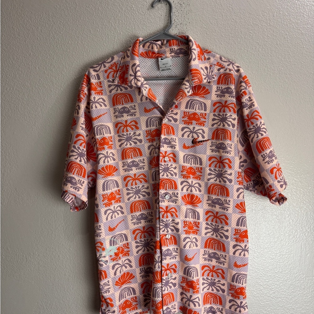 Nike Vintage Mesh Dri Fit Button Up Shirt Size Medium - Picture 1 of 6